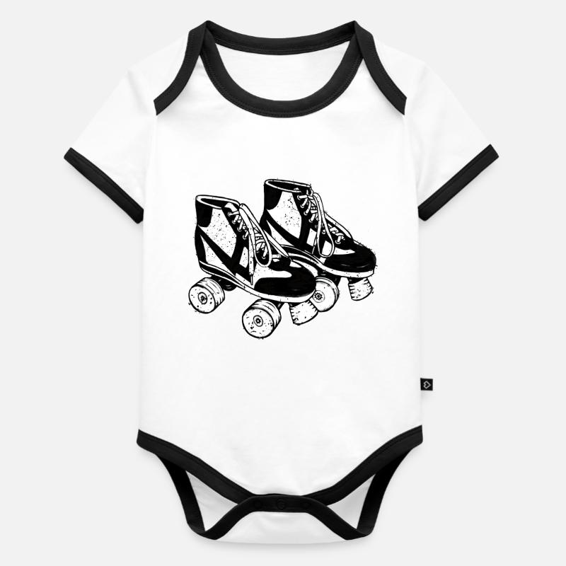 rollerskates - Organic Baby Contrasting Bodysuit - white/black 