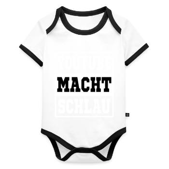 Youtube makes you smart - Organic Baby Contrasting Bodysuit - white/black  - Front