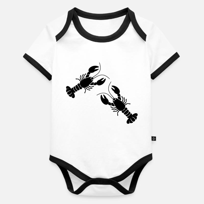 deux homards - Body Bébé bio contrasté manches courtes - blanc/noir 