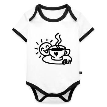 Coffee Cup Love - Organic Baby Contrasting Bodysuit - white/black  - Front