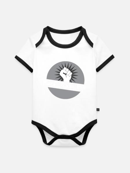 Heben Sie die Faust - Baby Bio-Kurzarm-Kontrastbody - Weiß/Schwarz