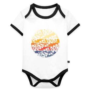 Dusseldorf Germany City Vintage Retro Skyline - Organic Baby Contrasting Bodysuit - white/black  - Front
