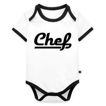 Chef - Body Bébé bio contrasté manches courtes - blanc/noir  - Devant