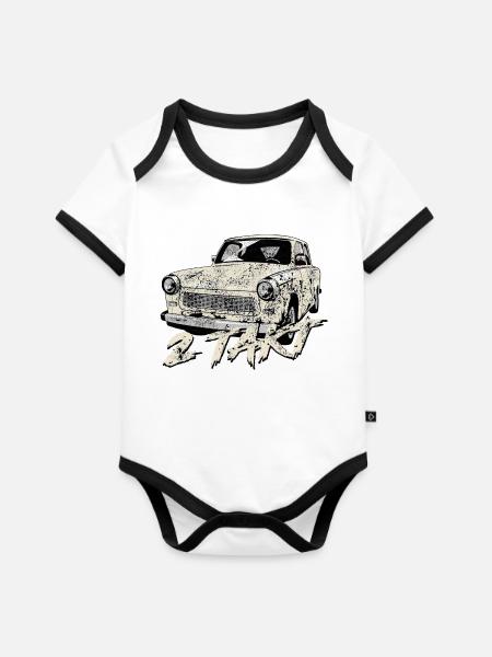 601 Papyrusweiss - Baby Bio-Kurzarm-Kontrastbody - Weiß/Schwarz