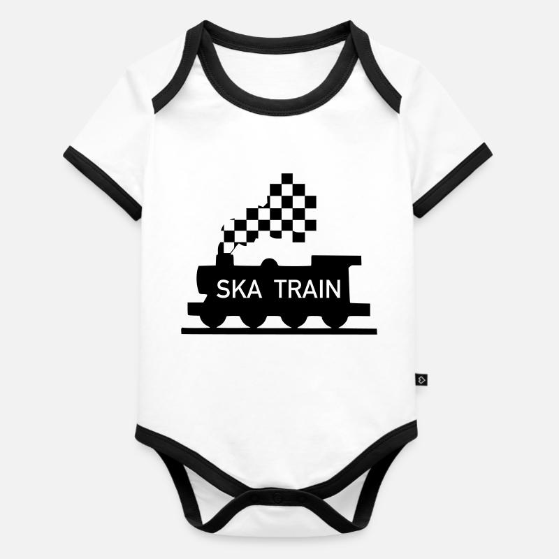 ska train - Body Bébé bio contrasté manches courtes - blanc/noir