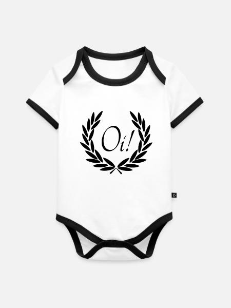 Oi! - Baby Bio-Kurzarm-Kontrastbody - Weiß/Schwarz 