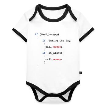 Baby Body Entwickler - Baby Bio-Kurzarm-Kontrastbody - Weiß/Schwarz  - Vorne