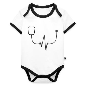 Nurse Doctor Hospital Krankenschwester - Baby Bio-Kurzarm-Kontrastbody - Weiß/Schwarz  - Vorne