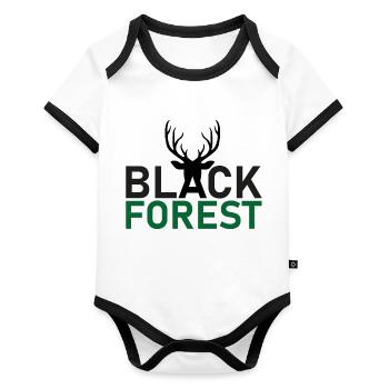 Forêt Noire - Cerf inclus - Body Bébé bio contrasté manches courtes - blanc/noir  - Devant