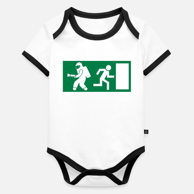 Firefighter Exit Emergency Exit - Organic Baby Contrasting Bodysuit - white/black 