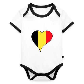 Belgium national flag - Organic Baby Contrasting Bodysuit - white/black  - Front