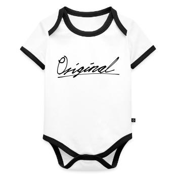 original - Body Bébé bio contrasté manches courtes - blanc/noir  - Devant