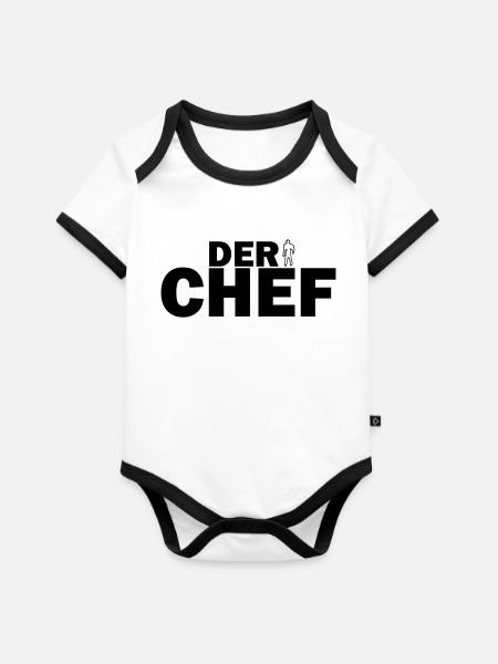 der chef - Baby Bio-Kurzarm-Kontrastbody - Weiß/Schwarz 