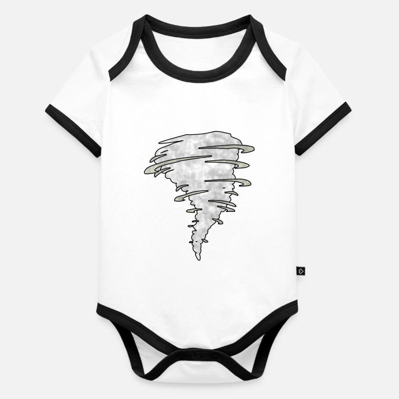 Tornado - Baby Bio-Kurzarm-Kontrastbody - Weiß/Schwarz 