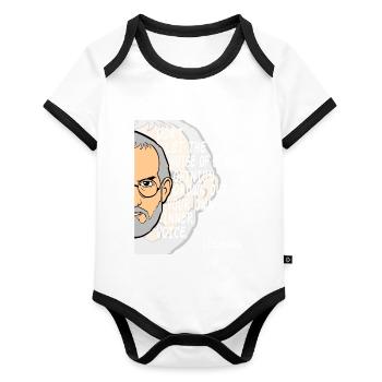 Halbes Gesicht "Lassen Sie die Geräusche anderer - Baby Bio-Kurzarm-Kontrastbody - Weiß/Schwarz  - Vorne