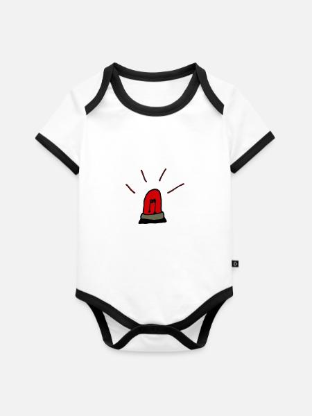 Rotlicht - Baby Bio-Kurzarm-Kontrastbody - Weiß/Schwarz