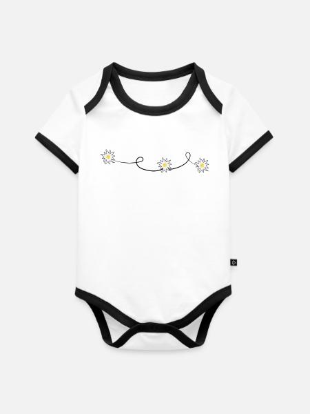 Edelweiss - Baby Bio-Kurzarm-Kontrastbody - Weiß/Schwarz