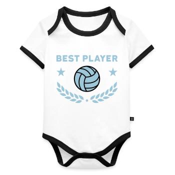 Best player (volleyball, stars, laurel wreath) - Organic Baby Contrasting Bodysuit - white/black  - Front