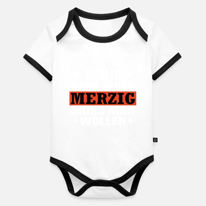 merzig saar - Baby Bio-Kurzarm-Kontrastbody - Weiß/Schwarz 