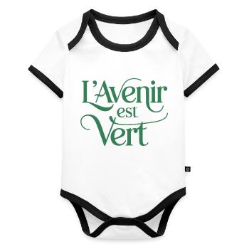 L'avenir est vert - Body Bébé bio contrasté manches courtes - blanc/noir  - Devant