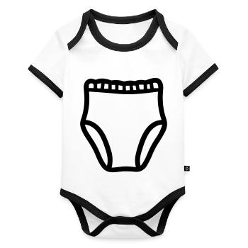 Couche - Body Bébé bio contrasté manches courtes - blanc/noir  - Devant