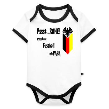 Baby Body Fussball - Baby Bio-Kurzarm-Kontrastbody - Weiß/Schwarz  - Vorne