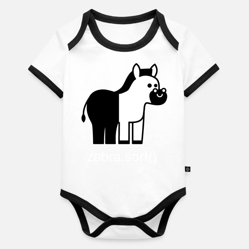 Assorted zebra - Organic Baby Contrasting Bodysuit - white/black