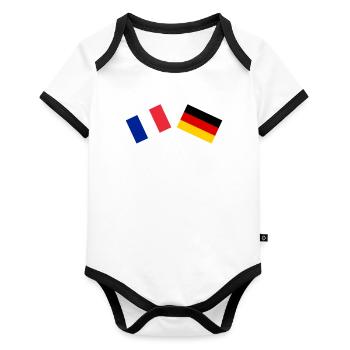 Amitié franco-allemande UE Drapeau Europe - Body Bébé bio contrasté manches courtes - blanc/noir  - Devant