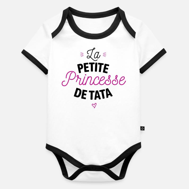 Princesse de tata - Body Bébé bio contrasté manches courtes - blanc/noir 
