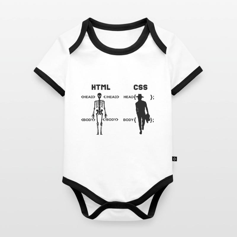 HTML vs CSS Programmiersprache Baby Bio-Kurzarm-Kontrastbody