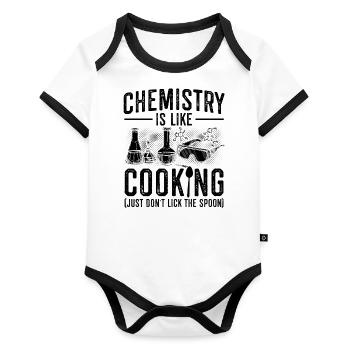 Chimiste Science | Laboratoire de chimie Idées cadeaux - Body Bébé bio contrasté manches courtes - blanc/noir  - Devant