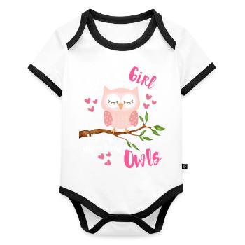 Just a girl who loves owls - Organic Baby Contrasting Bodysuit - white/black  - Front