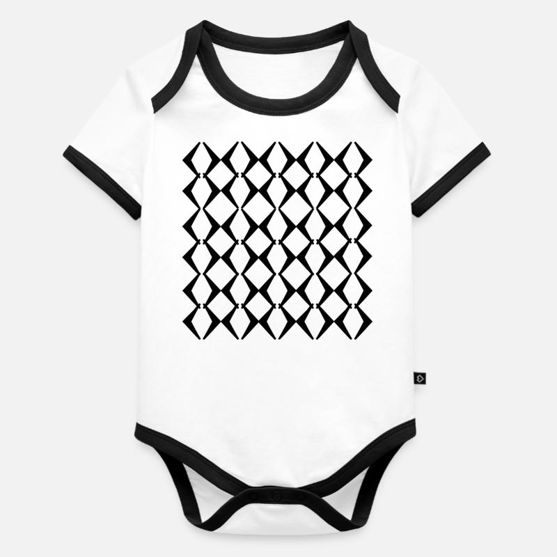 Uni Mode - Baby Bio-Kurzarm-Kontrastbody - Weiß/Schwarz 
