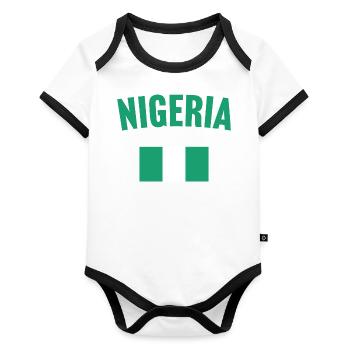 Drapeau du Nigeria - Body Bébé bio contrasté manches courtes - blanc/noir  - Devant