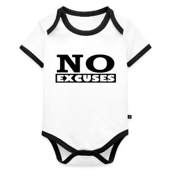 No Excuses - Organic Baby Contrasting Bodysuit - white/black  - Front