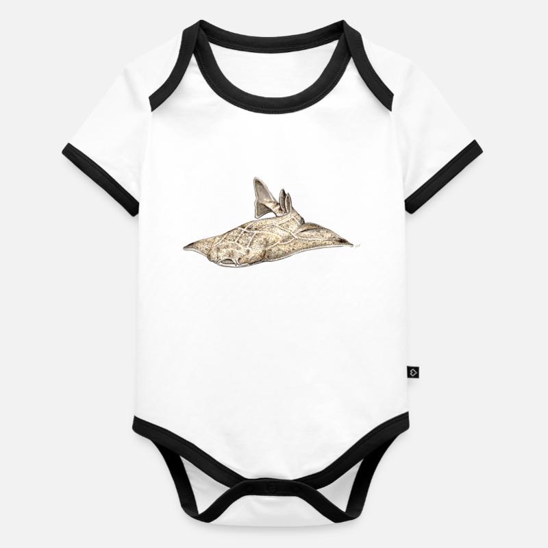 Angelote - requin ange - requin - ange Réquin - Body Bébé bio contrasté manches courtes - blanc/noir 