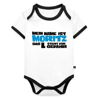 moritz - Organic Baby Contrasting Bodysuit - white/black  - Front