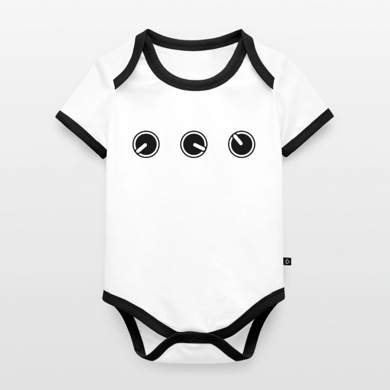 round circle turn loudness button knobs switch pla Organic Baby Contrasting Bodysuit