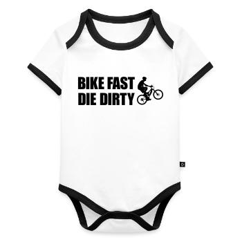 Bike almost the dirty - Organic Baby Contrasting Bodysuit - white/black  - Front