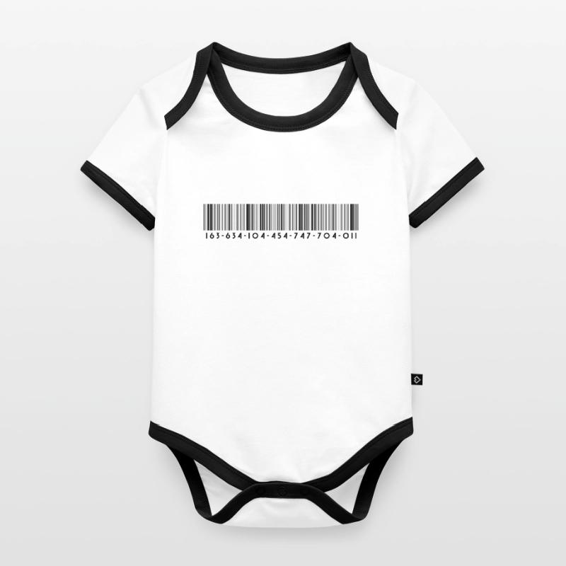 Barcode - Strichcode - Streifen - Codes Baby Bio-Kurzarm-Kontrastbody
