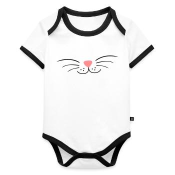 Cat's neck, cat - Organic Baby Contrasting Bodysuit - white/black  - Front