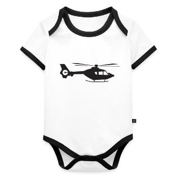 Helicopter side view - Organic Baby Contrasting Bodysuit - white/black  - Front