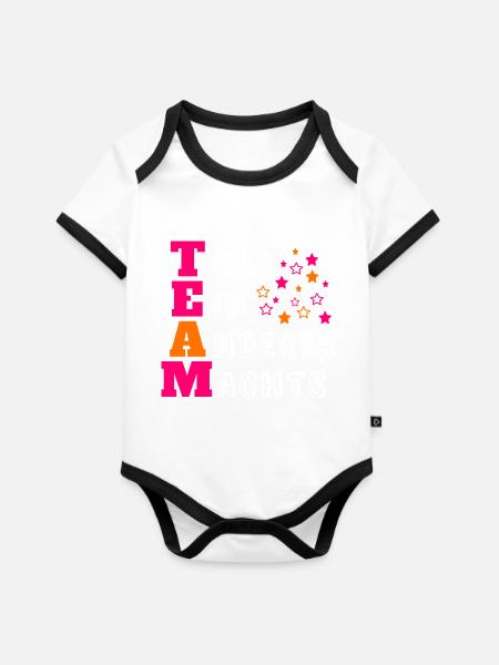 Team - Baby Bio-Kurzarm-Kontrastbody - Weiß/Schwarz