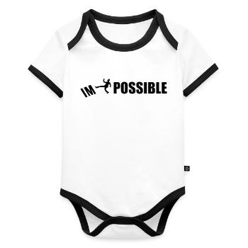 IMPOSSIBLE - Body Bébé bio contrasté manches courtes - blanc/noir  - Devant