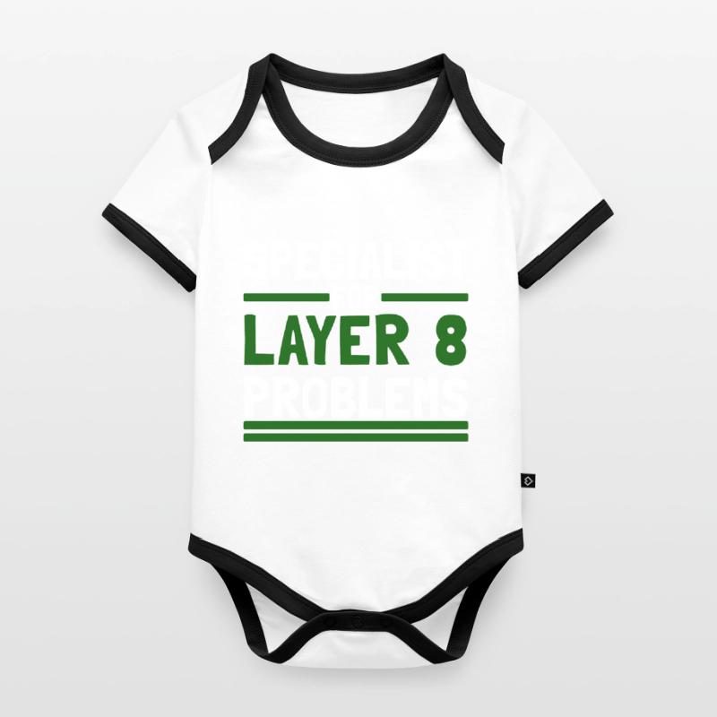 Computer Computerarbeit witzige Sprüche Layer 8 Baby Bio-Kurzarm-Kontrastbody