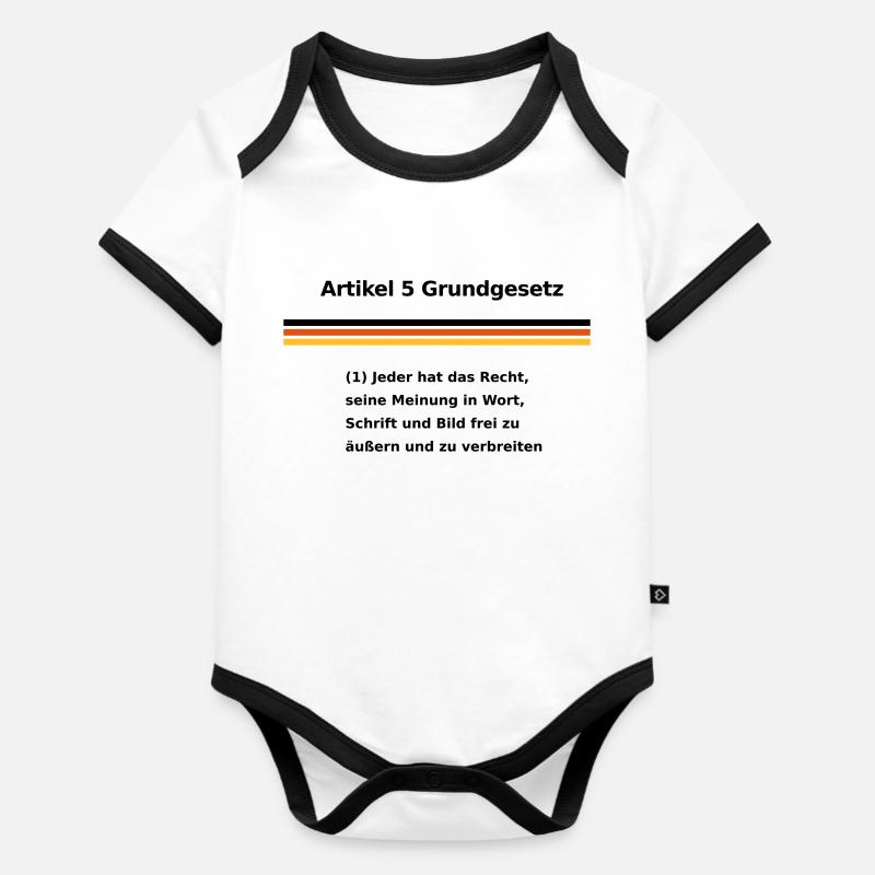 Article 5 GG - Organic Baby Contrasting Bodysuit - white/black