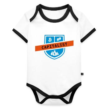 Capitalist - Organic Baby Contrasting Bodysuit - white/black  - Front