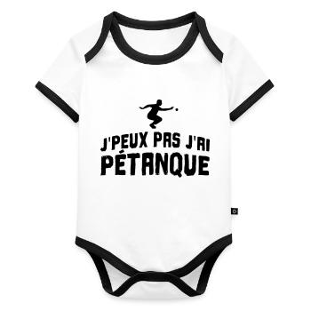 J'peux pas j'ai pétanque - Body Bébé bio contrasté manches courtes - blanc/noir  - Devant