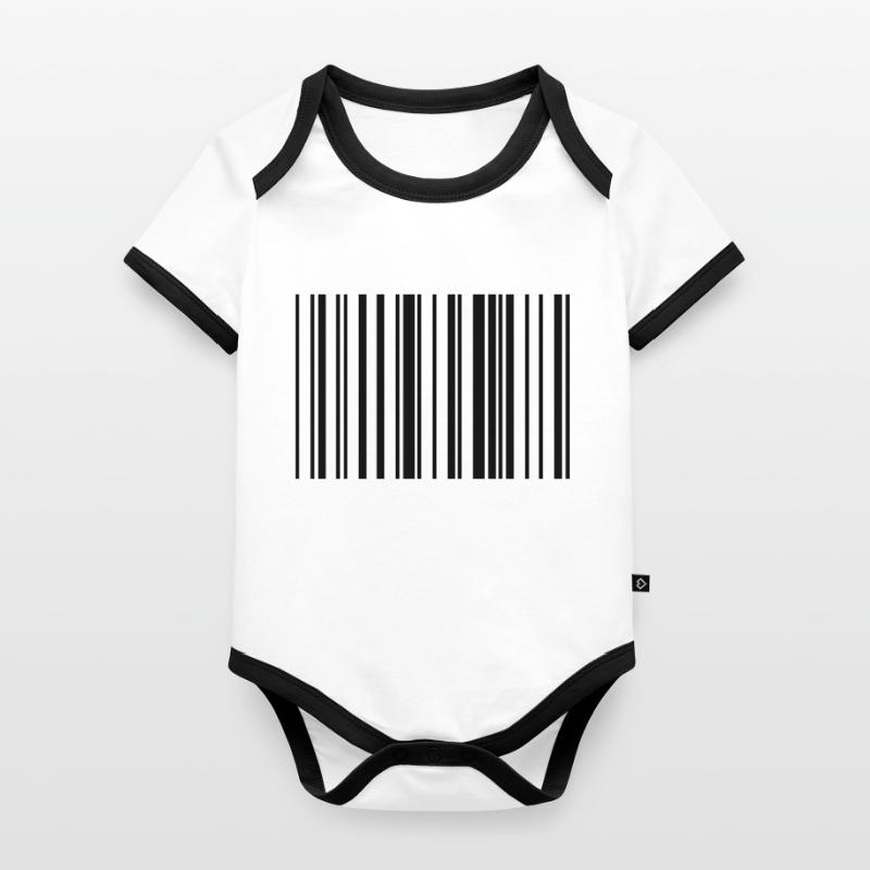 Striped barcode code strip Organic Baby Contrasting Bodysuit