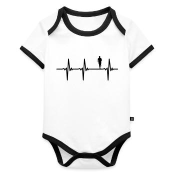 Marathon heartbeat runner - Organic Baby Contrasting Bodysuit - white/black  - Front